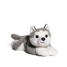 FAO Schwarz Husky Gray  White Plush Toy Dog 15" Soft Stuffed Animal With Tag