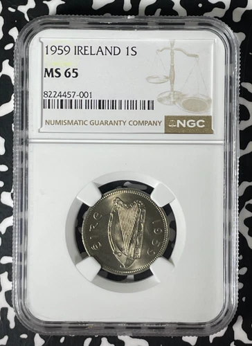 1959 Ireland 1 Shilling NGC MS65 Lot#G252 Gem BU!
