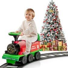 6V Electric Kids Ride On Train w/ 16 Curved Tracks 6 Stable Wheels Green
