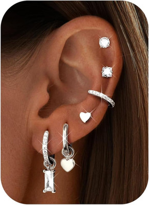 6 Paar Ohrringe Set Hypoallergen Medizinische Ohrstecker Creolen Gold Silber Chi
