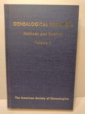 Genealogical Research Methods and Sources Volume II Hardcover 1973