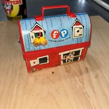 Vintage Fisher-Price Barn Farm Mini Lunchbox 1960s 4" X 5" X 2" f1