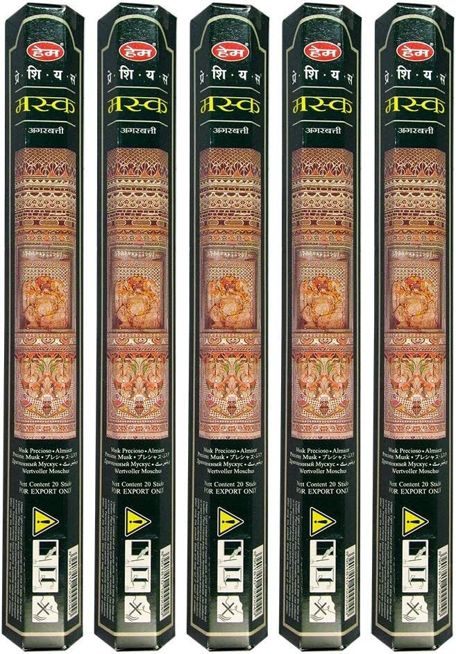 HEM Precious Musk 100 Incense Sticks (5 x 20 stick packs)
