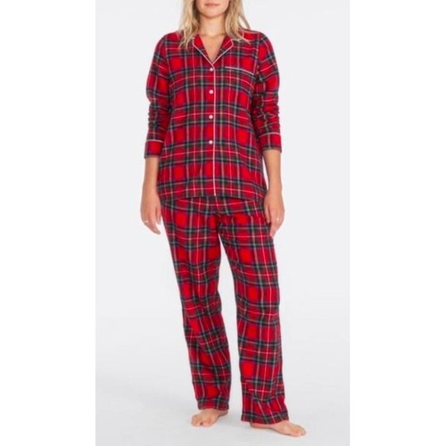 Lands' End Flannel Pajama Set Red Plaid 100% Cotton Super Soft XXL NWT