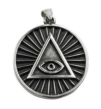 Edelstahl Anhänger Illuminati 46x40 mm  ID5 mm Allsehendes Auge Vorsehung