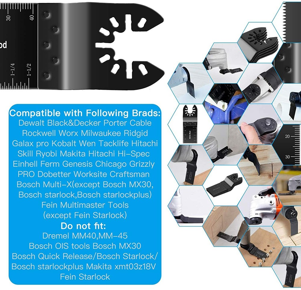 20Pcs Oscillating Multi Tool saw blades Wood Metal Cut Cutter For Dewalt Fein