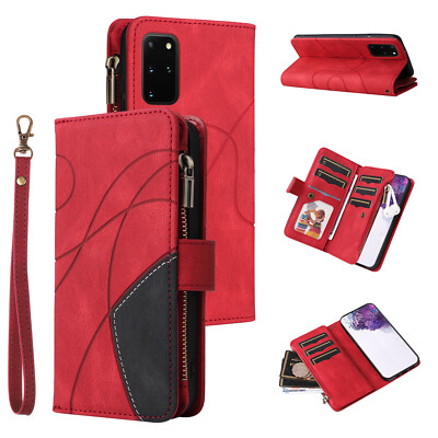 Luxury Zipper PU Leather Flip Wallet Case Phone Cover for