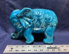 Urban Trends Collection 79014 Ceramic Standing Elephant Figurine- Turquoise