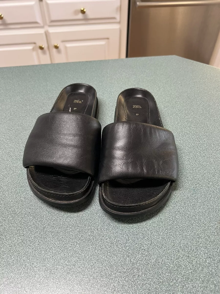 Zara flat padded leather sandals new arrivals