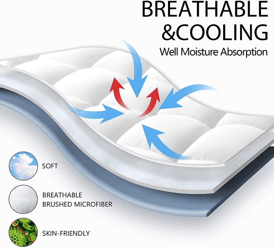 Thick Twin Size Mattress Pad Cooling Quilted Mattress Cover Pillow Top