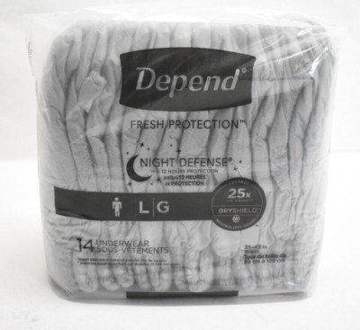 Depend Night Defense Men's Overnight Adult Incontinence Underwear Large 14 Count