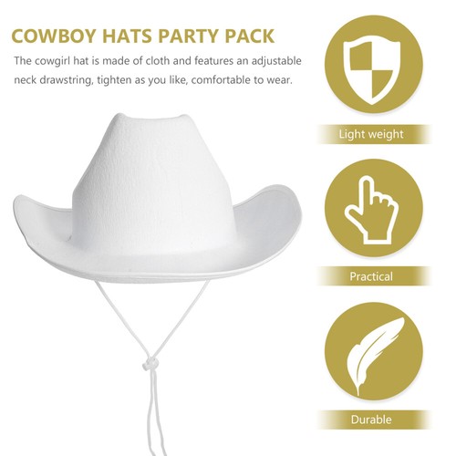 3 PCS Cowboy Hat Bride Man Wide Brim Cowgirl Hats for Women Western - Picture 3 of 12