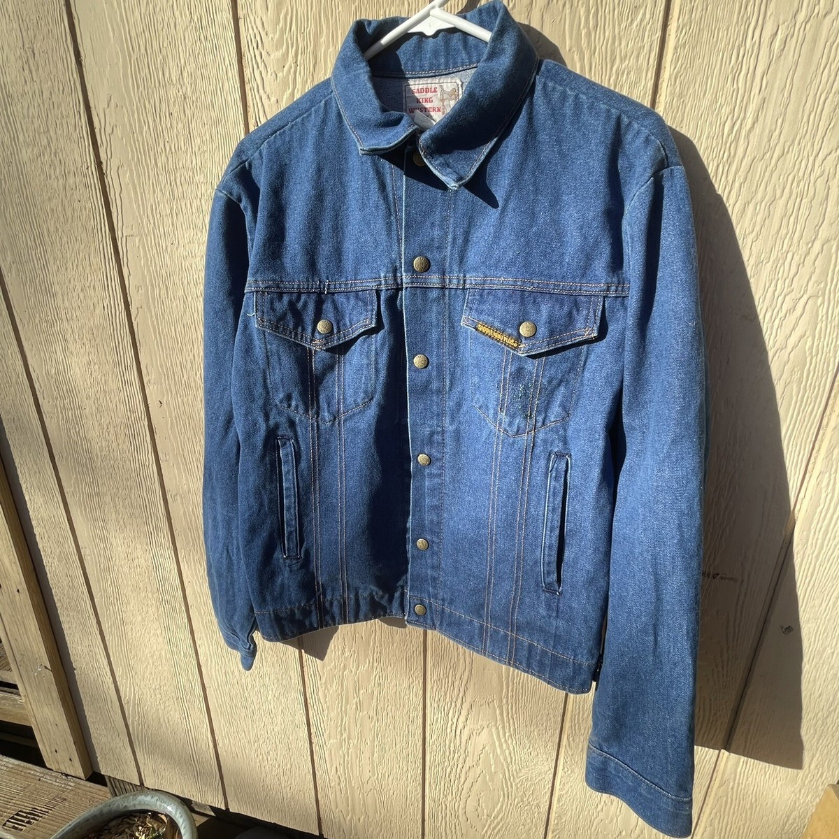 Vintage Saddle King Western Denim Snap Trucker Jean Jacket Mens 40 