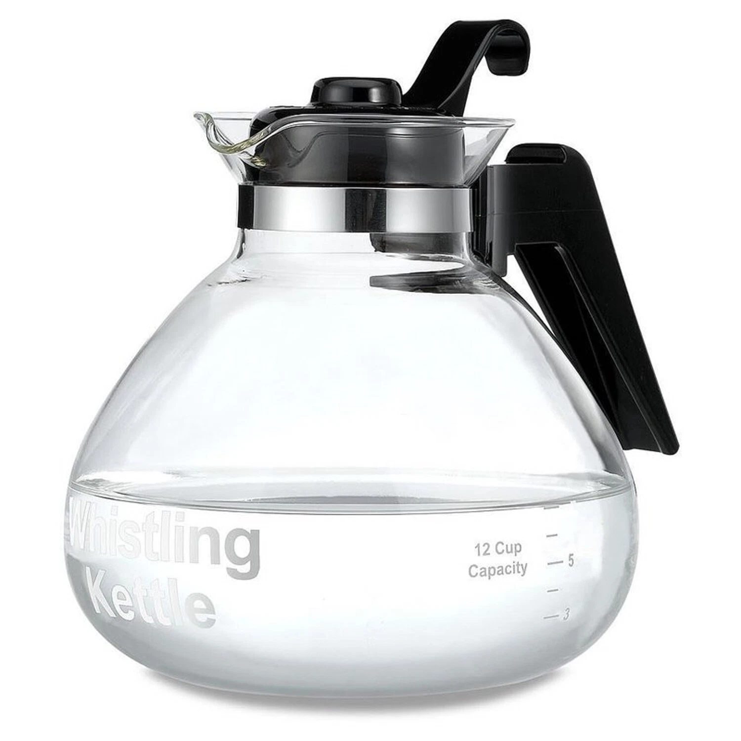 Clear Glass Whistling Tea Kettle, Purely Brew Tea, No Metallic Taste, 12 Cup