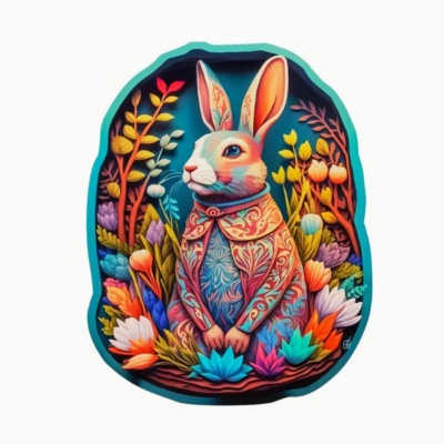 Wooden Bunny Rabbit & Flowers Jigsaw Puzzle with Unique Shapes Size 8'' x 10''