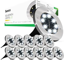 Sunco 12 Count (Pack of 1) Solar Lights Outdoor Garden LED, Waterproof Landscape
