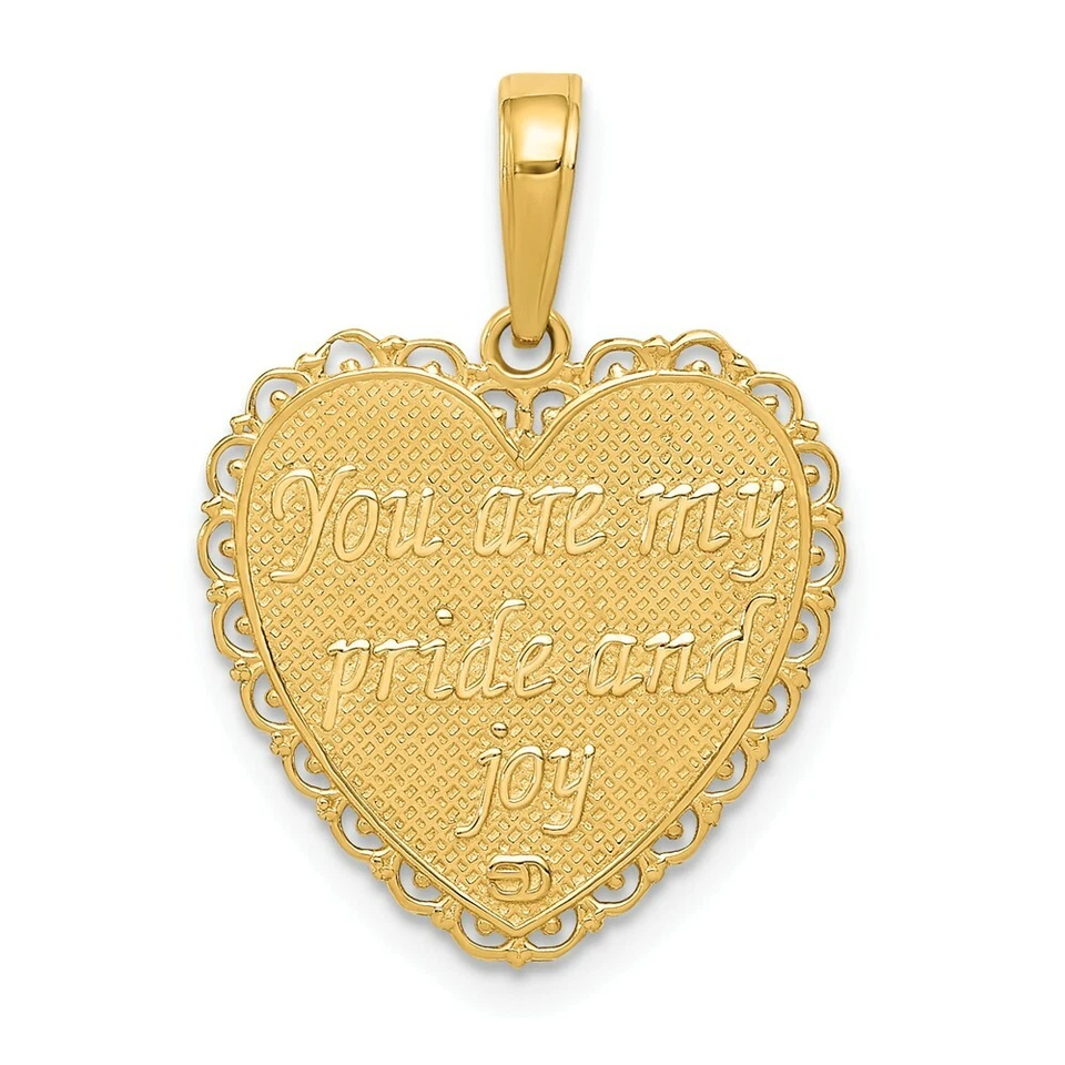 14K Oro Amarillo Reversible Para Mi Hija Corazón Family Amor Colgante Charm - Imagen 2 de 4