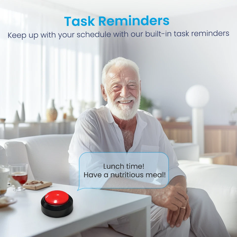 Large Talking Button Clock with Alarm for Visually Impaired, Elderly, Blind - Image 3 of 4