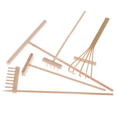 5Pcs Mini Bamboo Rake for Zen Garden Sand Tabletop Meditation Feng Shui Deco W D