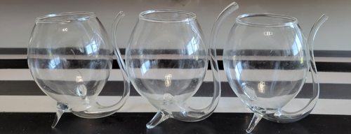 3 CLEAR EGGSHELL GLASS SIPPY CUPS CURVED STRAWS 4.5 INCHES HOLDS 12 OZS - Picture 2 of 17