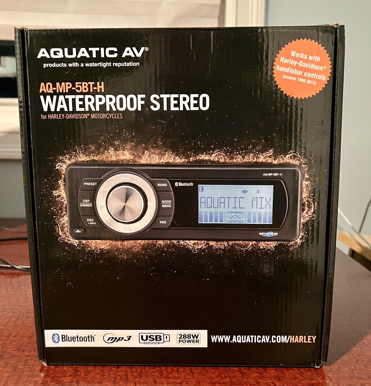 Aquatic AV AQ-MP-5BT-H Bluetooth Stereo For Harley Touring 1998-2013 BRAND NEW