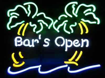 20''x16'' Bar's Open Palm Trees Flex LED Neon Sign Light Bar Pub Show Gift Display