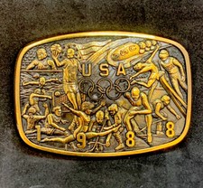 1988 OLYMPICS TEAM U.S.A. COMMEMORTIVE SOLID BRASS BELT BUCKLE B-K Silversmiths