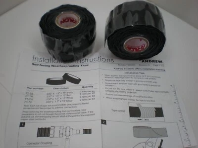 Andrew Arlon FT-TB Self-Fusing Weatherproofing Tape Black .03"x1.5"x15' 2 ROLLS