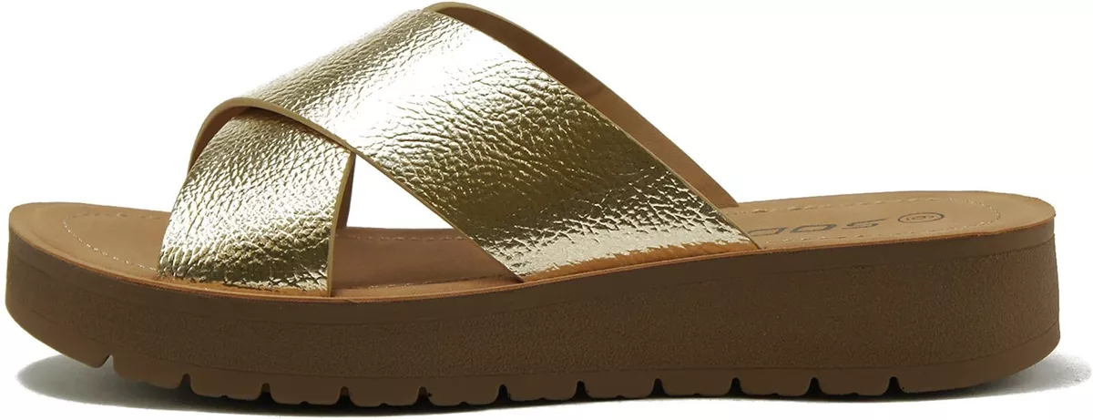 Flatform gold shop sandals