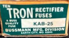 Box of 10 Bussmann Tron KAB-25 25 Amp Rectifier Fuses.