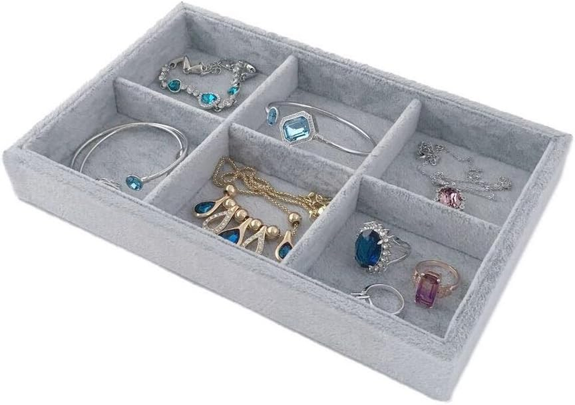6-Layer Stackable Velvet Jewelry Organizer with 6 Premium Grids-image