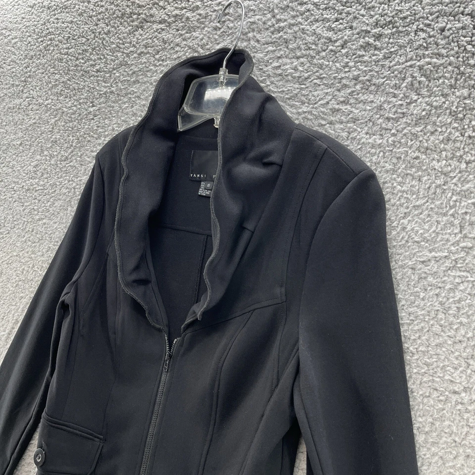 Chaqueta Yansi Fugel Mujer 10 Negra Calce Ajustado Elastizado Tejido Informal Blazer de Viaje Foto 2 de 4