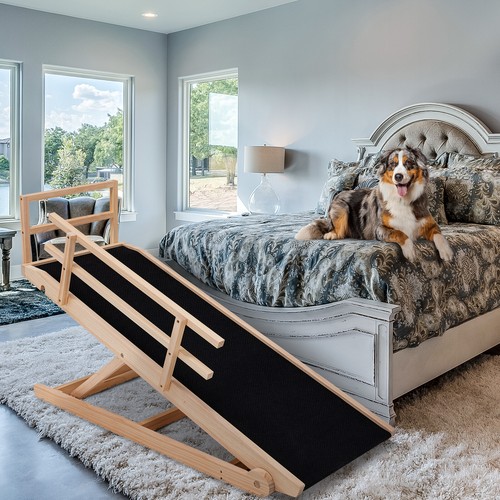 SLSY Dog Ramp for Bed, Adjustable Pet Ramp for Dogs Folding Ramp With Side Rail - Picture 40 of 73