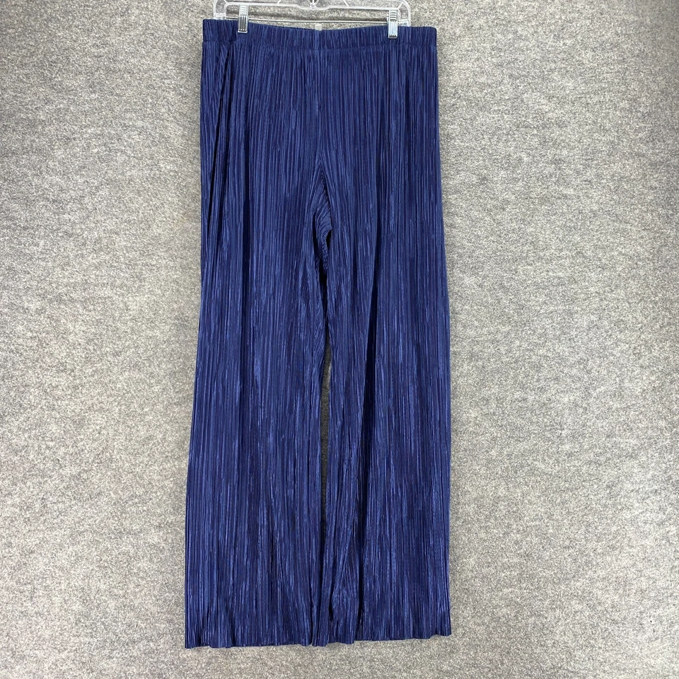 Pantalones Anne Klein Mujer L Grande Azul Tiro Alto Frente Plano Chino Pull On Informal Foto 2 de 4