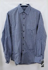 Tasso Elba Men's Dress Shirt Size S 14-14 1/2 Blue Check Cotton with Pocket