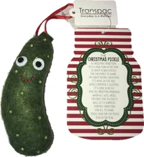 Transpac Felt Christmas Green Pickle Holiday Ornament 5.5" H