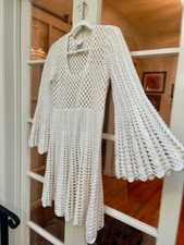 Michael Kors Collection Hand Crocheted Cotton and Cashmere Dress in Ivory- Small
