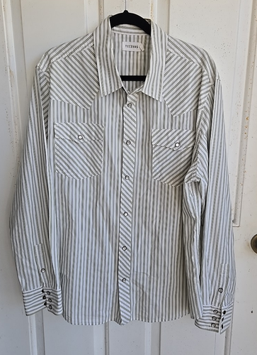 Tecovas Mens Shirt Pearl Snaps Long Sleeve XL Extra Large pin stripe - Picture 2 of 11