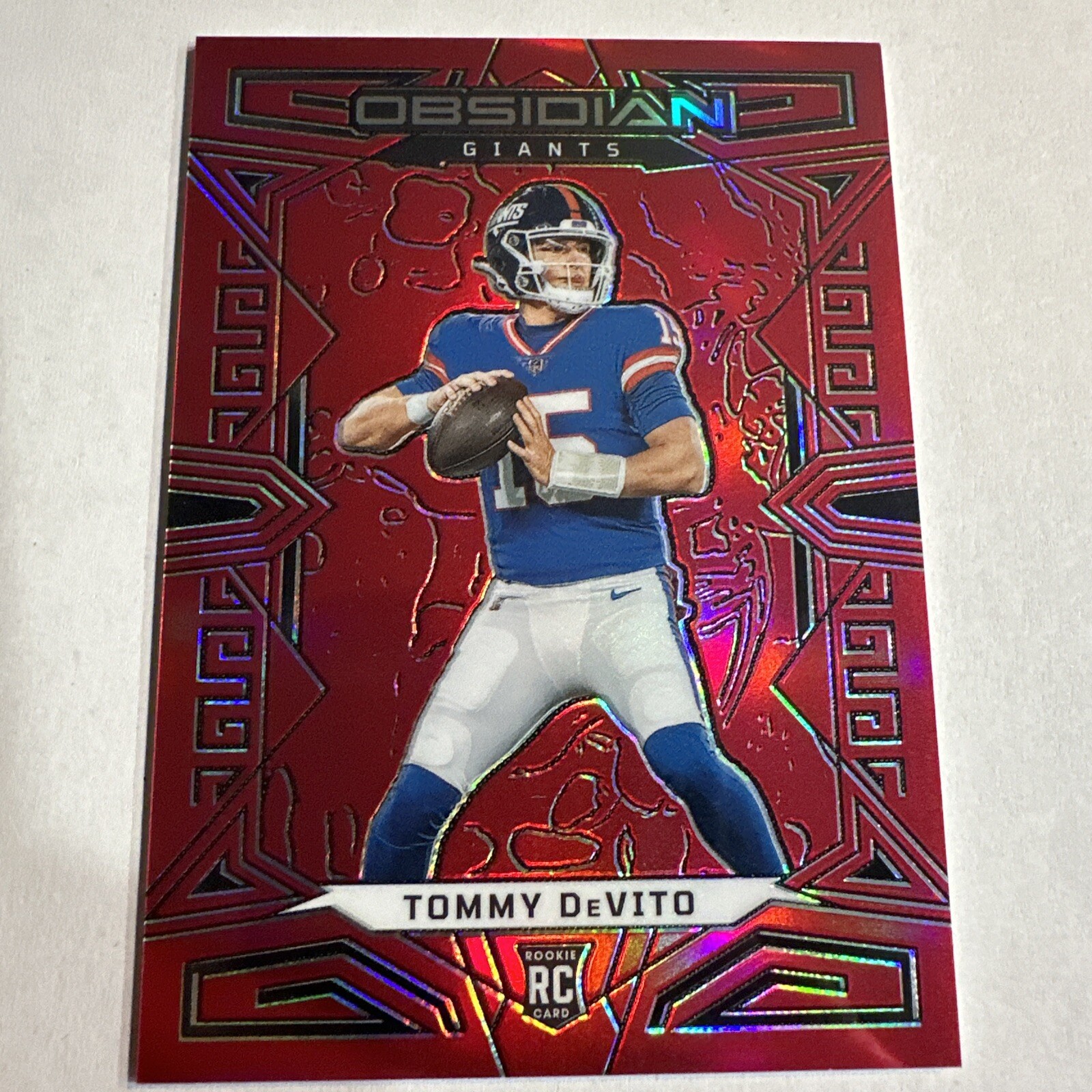 Tommy DeVito 2023 Panini Obsidian Red Flood Electric Etch Prizm Rookie RC /90