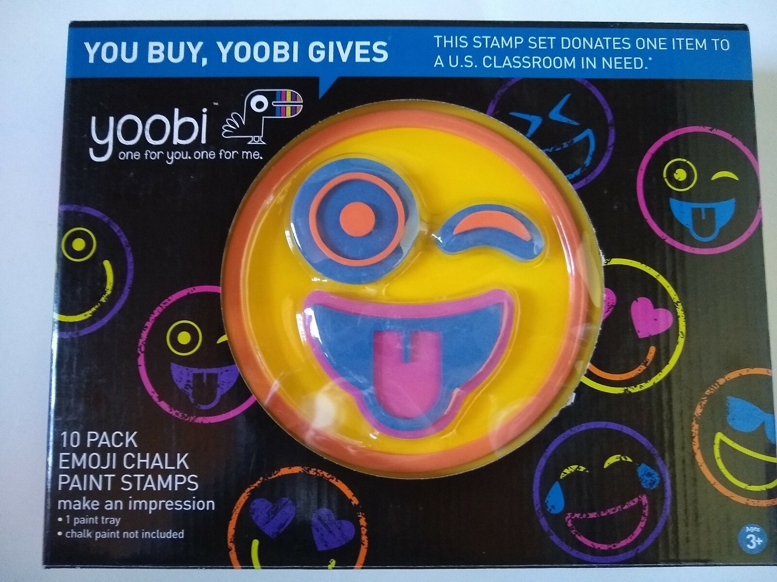 Yoobi Sidewalk Emoji Chalk Paint STAMPS With Tray 10pk Multicolor for