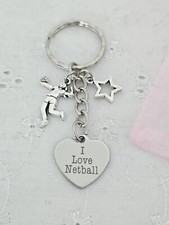 I Love Netball Keyring Sports Bag Charm With Organza Gift Bag
