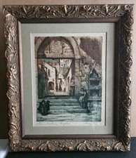 Framed Matted Original Signed ETCHING BY PIERRE Nuyttens Roman Archway Majorca