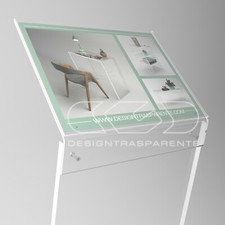 Leggio Da Tavolo In Plexiglass Trasparente 50x30 Cm - Espositore Per Libri, Spartiti, Ufficio, Negozio, Elegante E Stabile