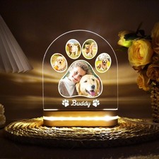 Custom Dog Photo Night Light   Personalized Pet Memorial Gift for Dog Loss