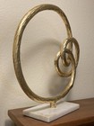 14” Modern Art Gold Looping Abstract Textured Sculpture Marble Base Heavy 4lbs. — photo 6