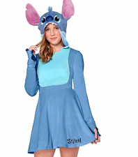 Disney Stitch Hooded Dress Costume XL Blue/Purple Polyester Halloween