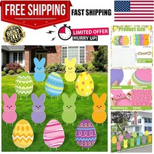 12 Pcs Easter Yard Signs Outdoor Bunny Eggs Lawn Sign with Stakes Waterproof ...