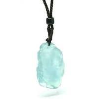 Aquamarin AnhäNger Halskette Kristall Roh Geformt Echter Ethno Edelstein Schmuck
