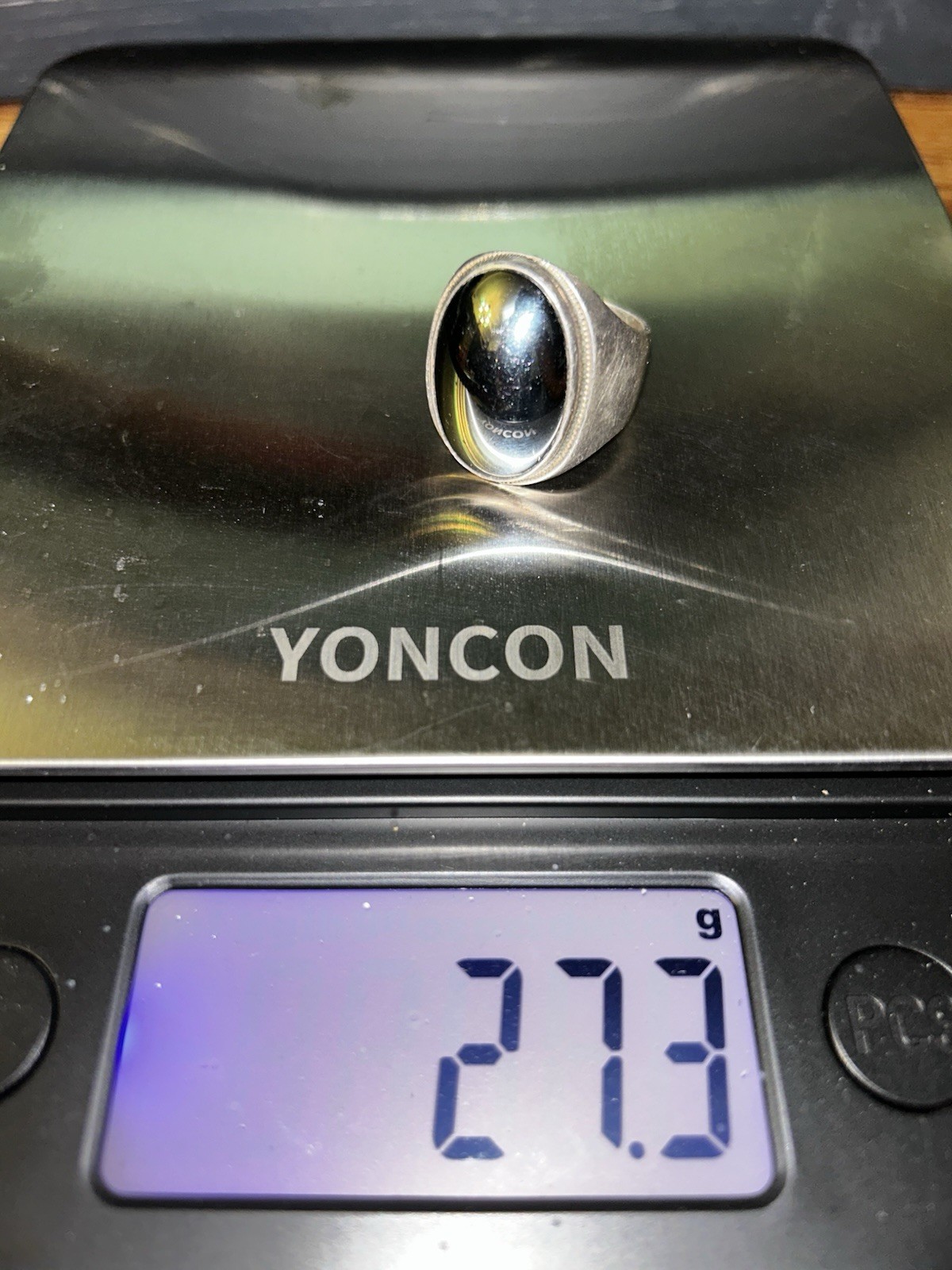 Heavy Solid  Sterling Silver And Hematite Ring Si… - image 1