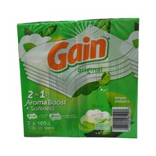 Gain Dryer Sheets, Original Scent with 2 in 1: Aroma Boost + Softness (320count)